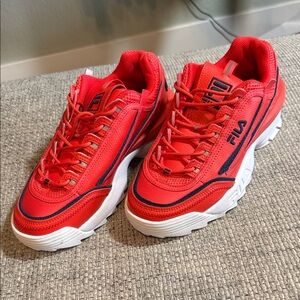 NWOT Fila Disruptor II Orange Navy White Tennis Shoes‎ Activewear Women’s sz10